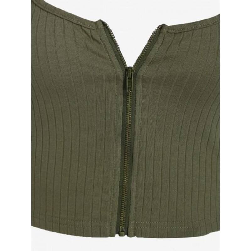 Ribbed Zip Front Crop Camisole CN5883