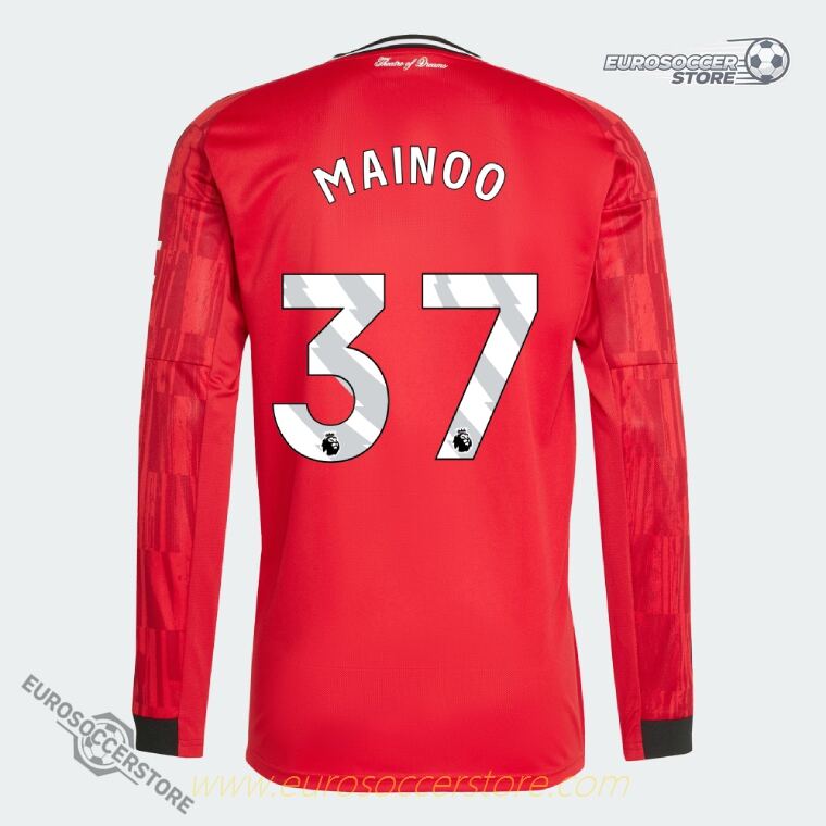 Manchester United 25-26 Home Long Sleeve Jersey with MAINOO 37 Printing