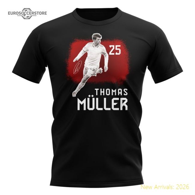 Premium-grade Thomas Muller 25 Bayern Munich Signature T-shirt (black)