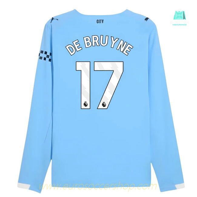 2025-2026 Man City Authentic Long Sleeve Home Shirt (De Bruyne 17)