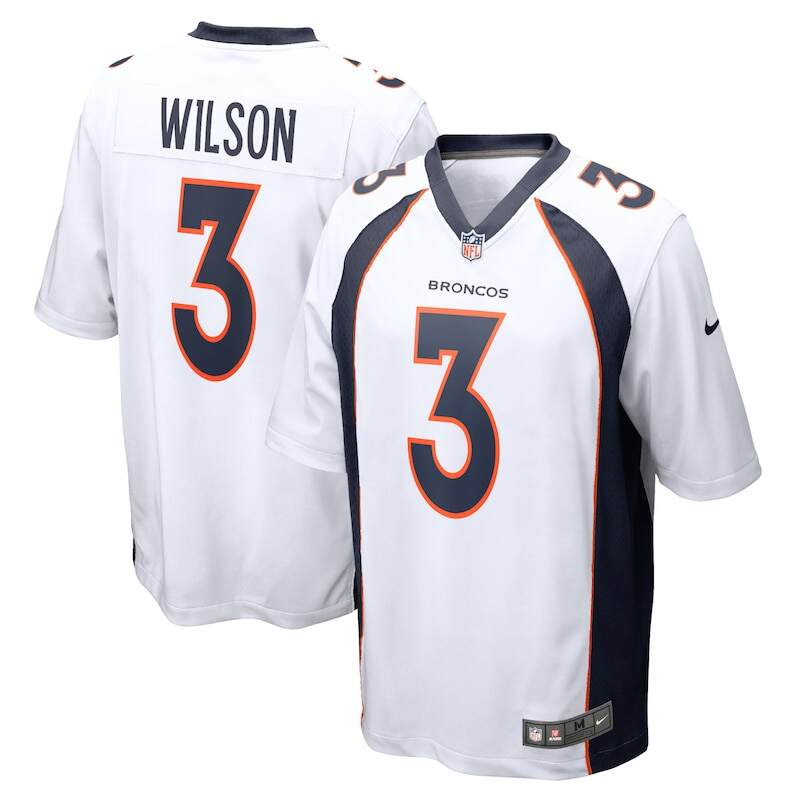 None Russell Wilson DEN Broncos Top-Grade Game Jersey Football Apparel