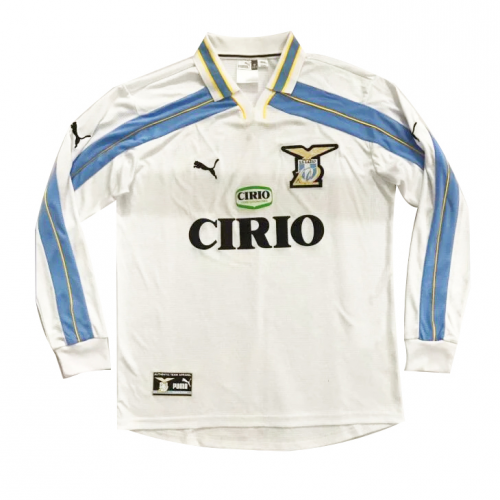 99-00 Lazio White Retro Long Sleeve Soccer Jersey Shirt - Official