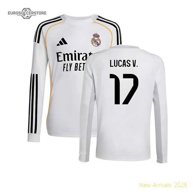 Luxury 2025-2026 Real Madrid Long Sleeve Home Jersey (kids) (lucas