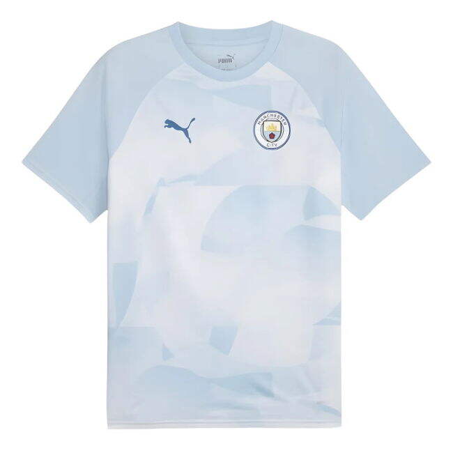 2023-2024 Man City Prematch SS Jersey (Silver Sky) - Kids