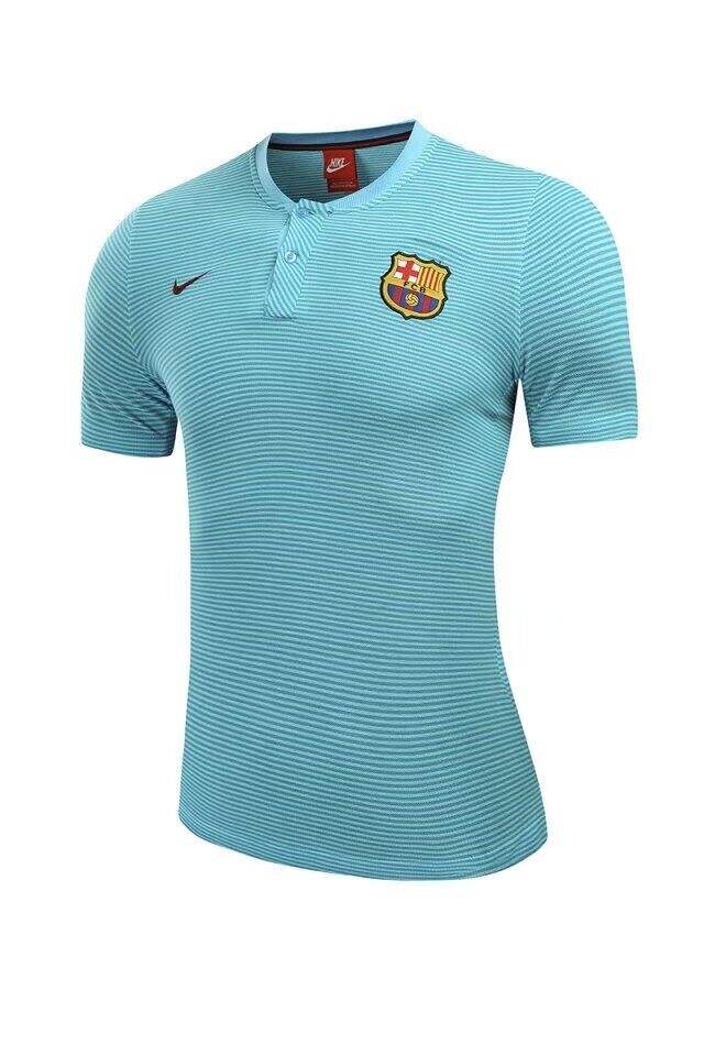 Barcelona 201718 Sky Blue Streak Polo Shirt - Official Replica 11969