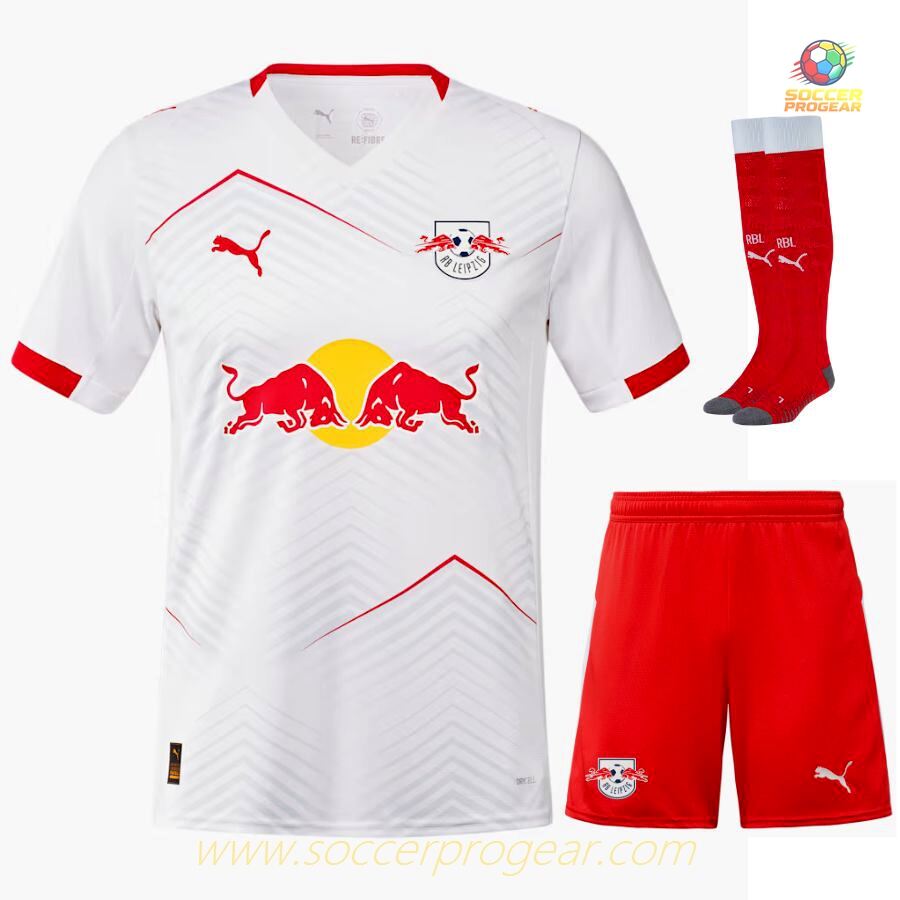 Soccer Football Shirt Football Jersey Set Kids Edition Red Bull Leipzig Home 2025-26 Edition