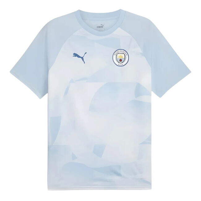 retro 2023-2024 Man City Prematch SS Jersey (Silver Sky) - Kids