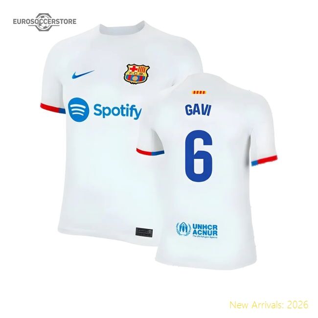 High-Quality 2023-2024 Barcelona Away Shirt (Kids) (Gavi 6)