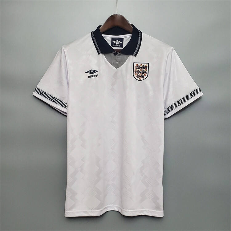 1990 England Home White Retro Soccer Jersey Football Shirt - Official