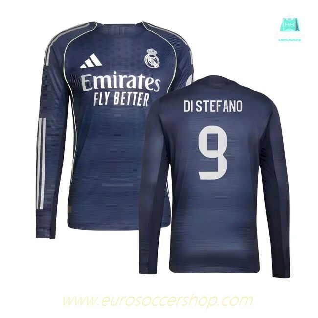 2025-2026 Real Madrid Authentic Long Sleeve Away Shirt (Di Stefano 9)