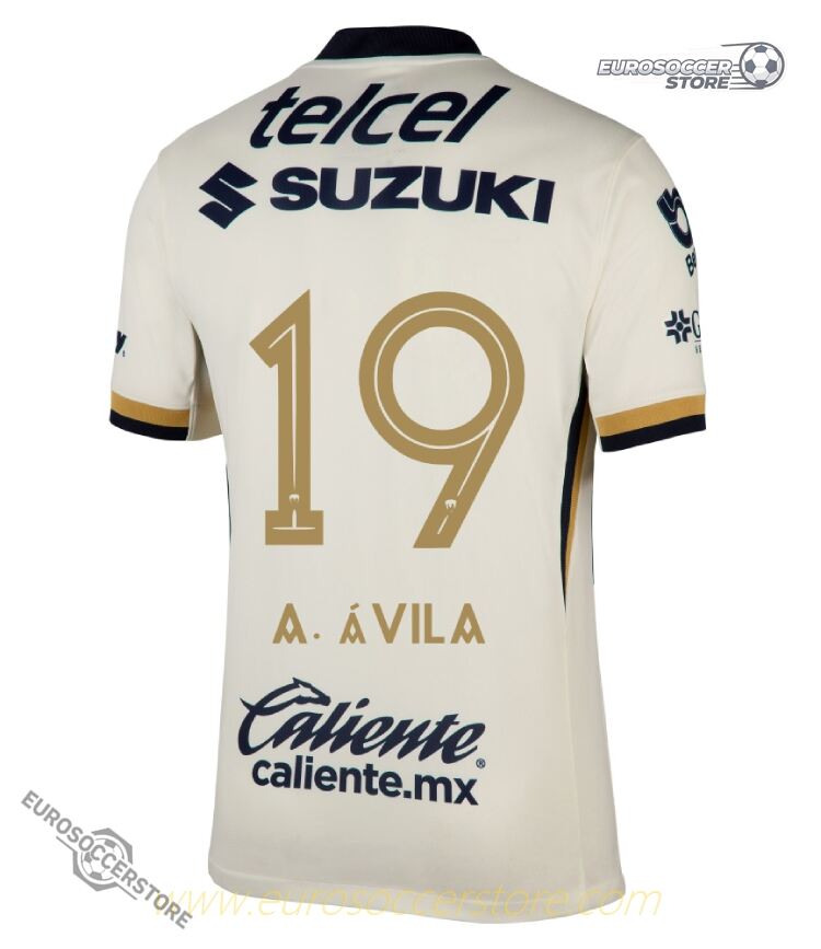Pumas UNAM Home Jersey A. ÁVILA 19 for the 25-26 Season
