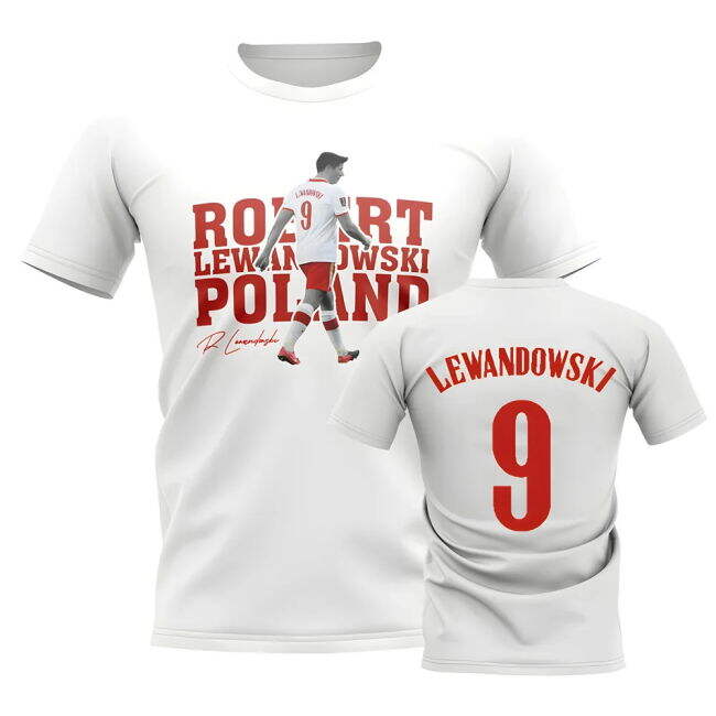 Robert Lewandowski Poland Player Tee (White) Authentic Worldcup