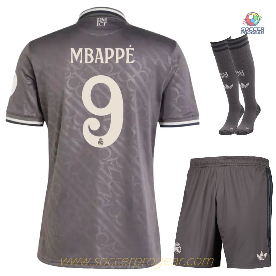 Real Madrid Third Youth Soccer Uniform Team Jersey 2024-25 Edition Mbappe