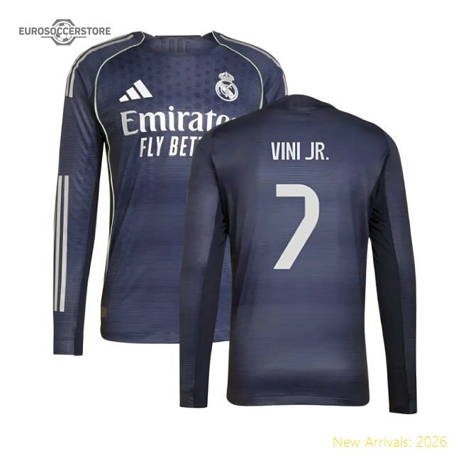 2025-2026 Real Madrid Long Sleeve Road Jersey (vini Jr 7)