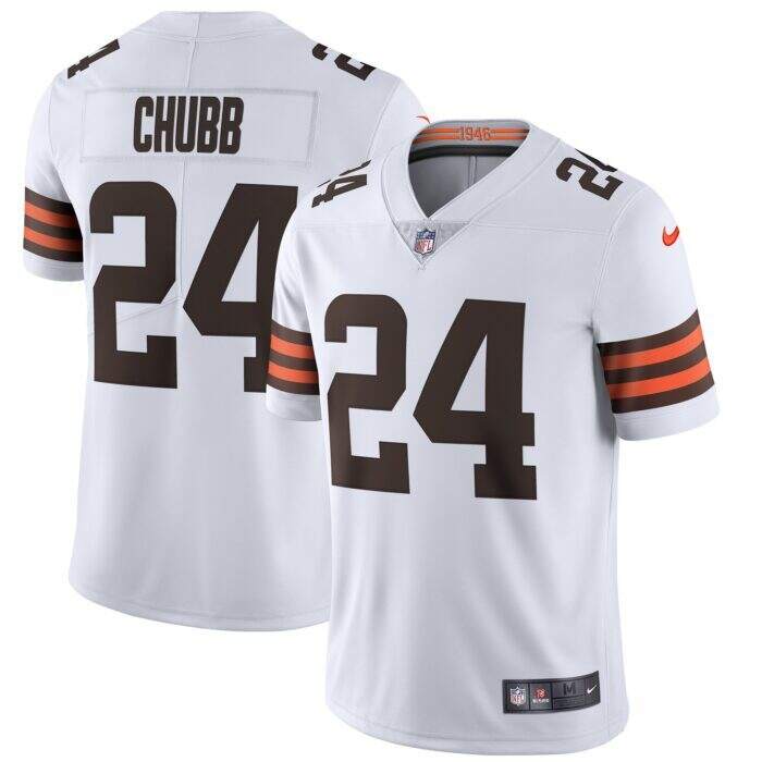 Men's Cleveland Browns Nick Chubb Nike White Vapor Limited...