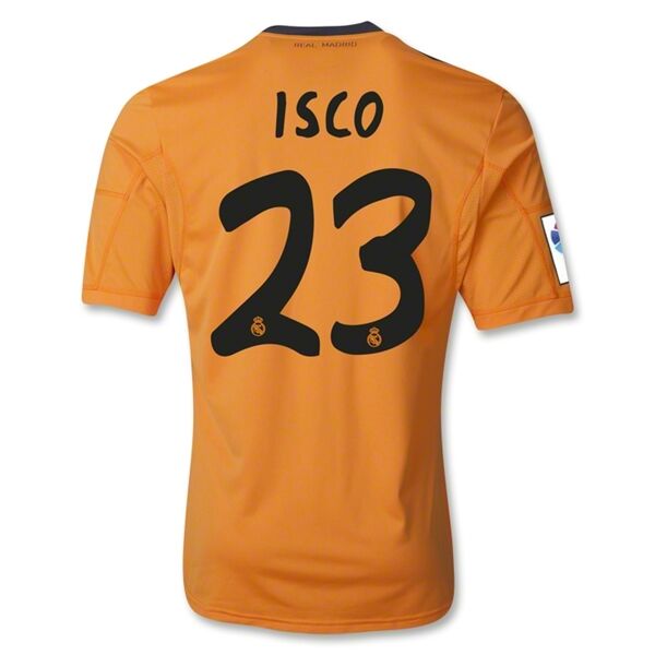 13-14 Real Madrid 23 ISCO Away Orange Soccer Jersey Shirt - Official