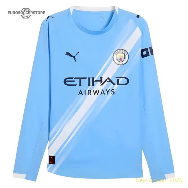 Premium 2025-2026 Man City Authentic Long Sleeve Home Shirt