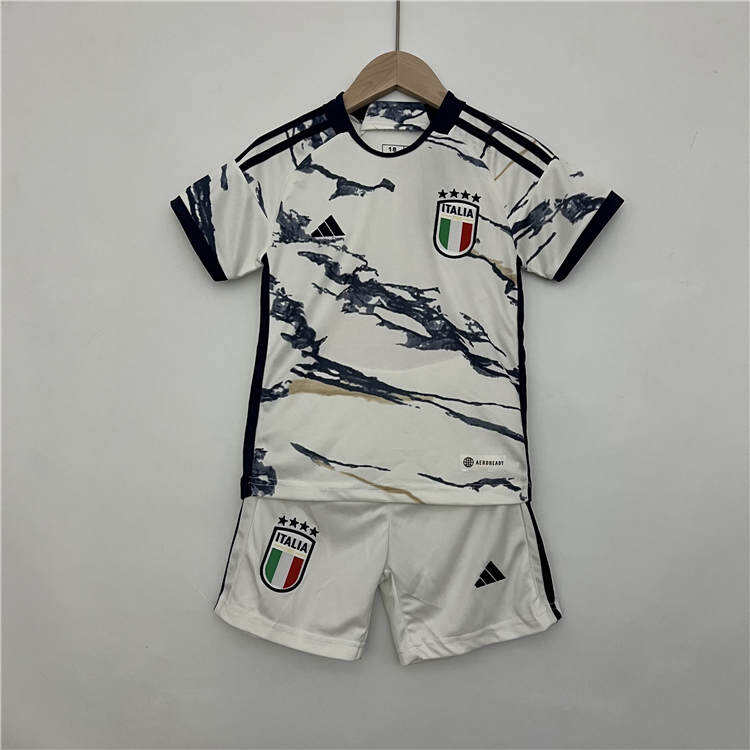 Kids Italy 2023 Away White Soccer Kit ShirtShorts - Official Replica