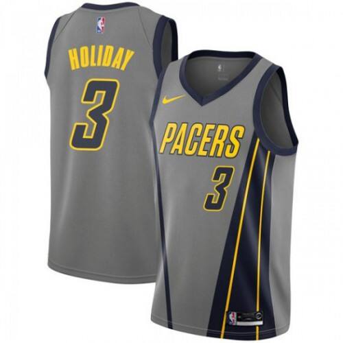 IND Aaron Holiday #3 High-Quality 2018 City NBA Swingman Jersey Gray