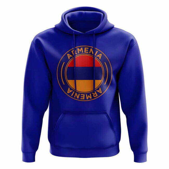 Armenia Football Badge Hoodie (Blue)