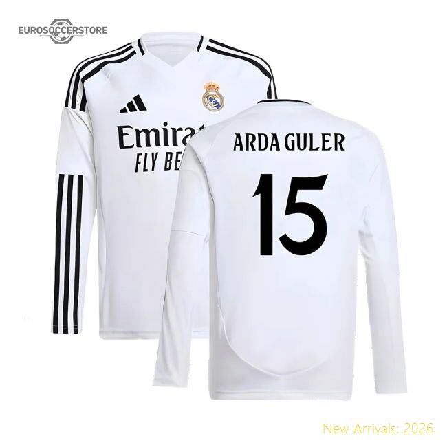 2024-2025 Real Madrid Long Sleeve First Jersey (kids) (arda Guler 15)