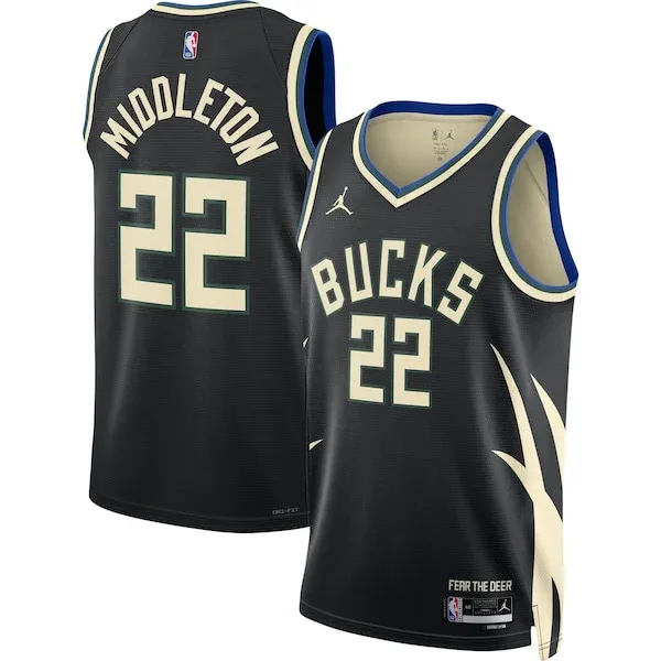 Khris Middleton MIL Professional Basketball Jersey - Black