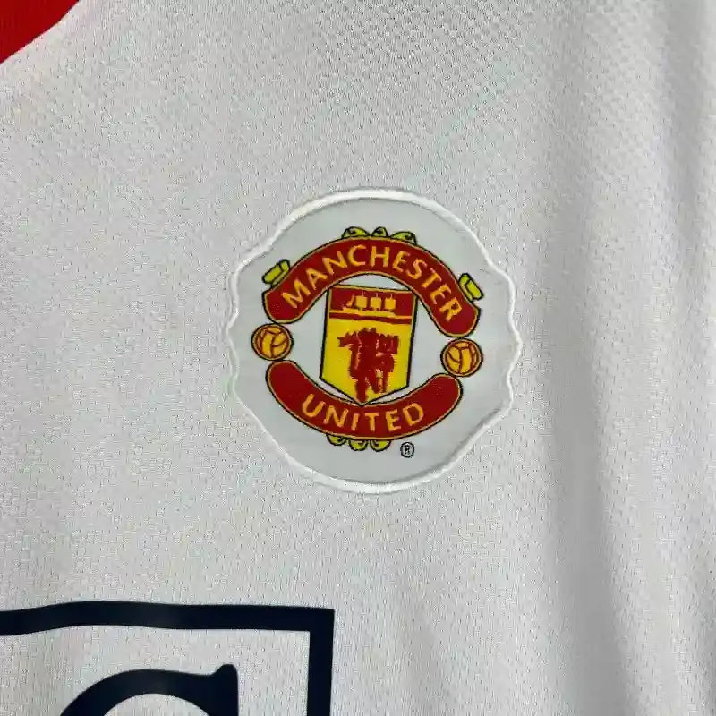 2007-2008 Long Sleeve Manchester United White Soccer retro kit