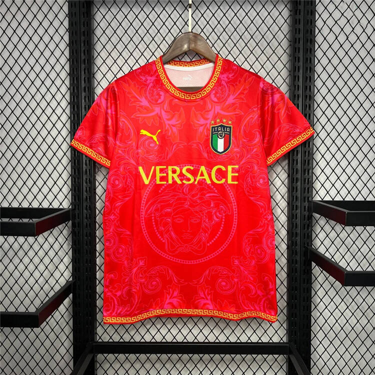 Official Italy X Versace Red Shirt - Official Replica 17018