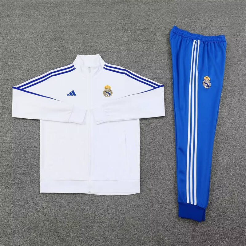 Real Madrid 2425 White Blue Stripes Jacket - Official Replica 24654