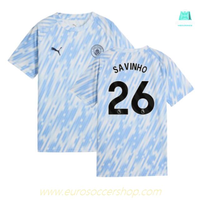 2025-2026 Man City Warm Up Jersey (Silver Sky) - Kids (Savinho 26)