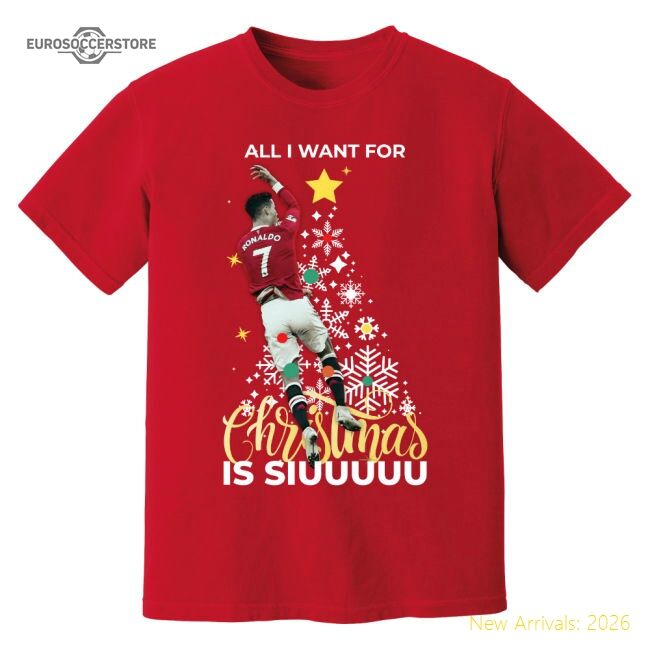 Official Cristiano Ronaldo Christmas T-shirt (red) - Premium Quality