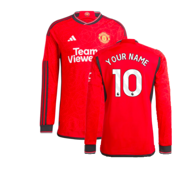2023-2024 Man Utd Long Sleeve Home Shirt (Your Name) (Match Day)