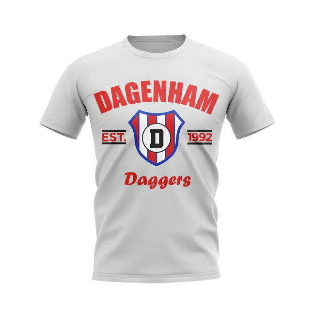 Vintage Dagenham Established Football T-Shirt (White) for Match Sup...