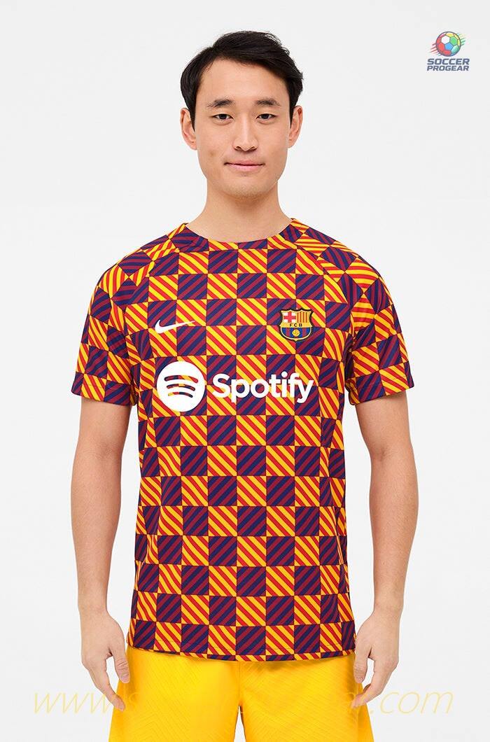 Barca Pre Match Football Jersey Yellow 2023 2024
