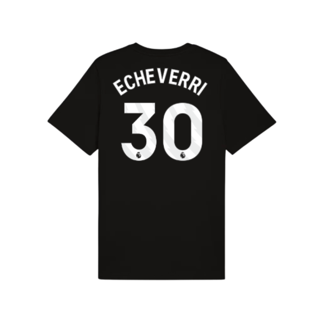 2025-2026 Man City FtblESS Tee (Black) (Echeverri 30) (Limited Edit...