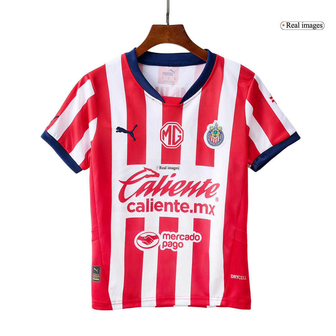 Kid's Chivas Home Soccer Jersey Kit(Jersey+Shorts) 2024/25Authentic Ki