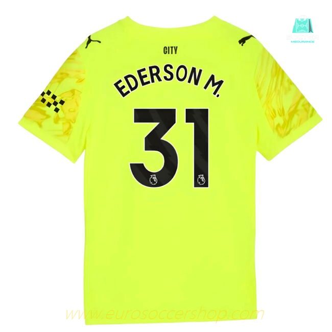 2025-2026 Man City Goalkeeper Third Shirt (Yellow) - Kids (Ederson M. 31)