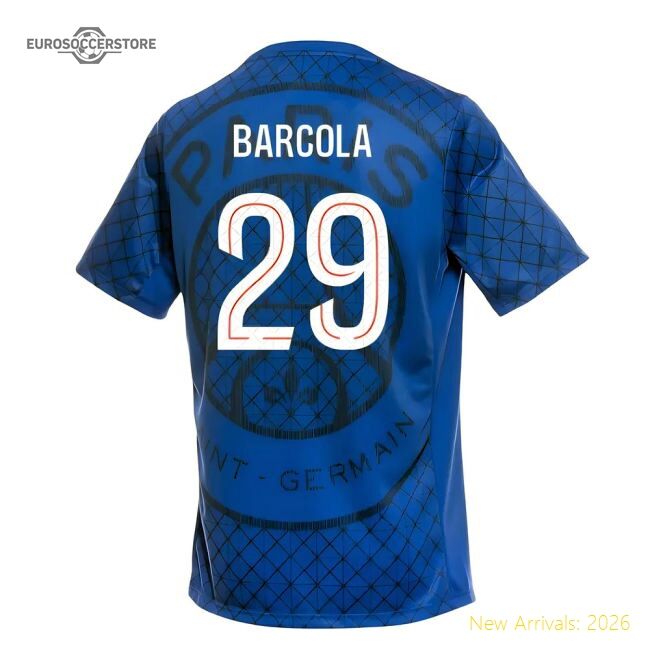 Genuine 2025-2026 Psg Academy Pro Home Pre Match Shirt (Royal) (Barcola