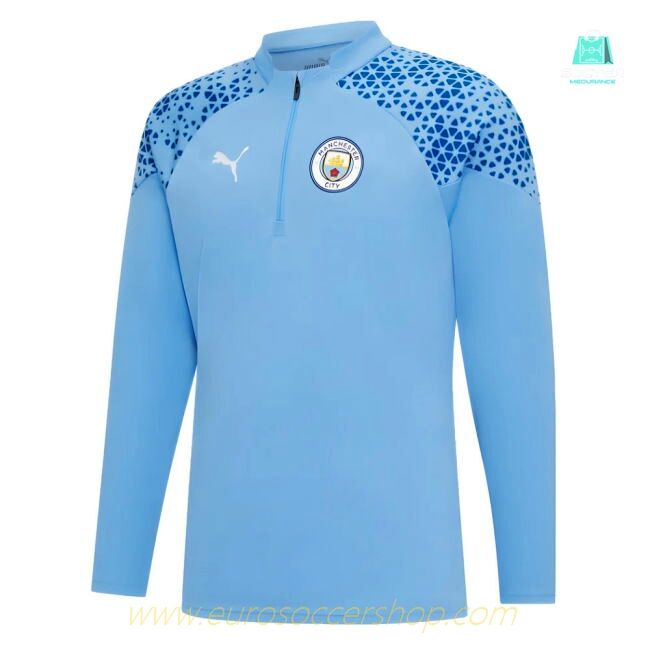 2023-2024 Man City Training Half Zip Top (Light Blue)