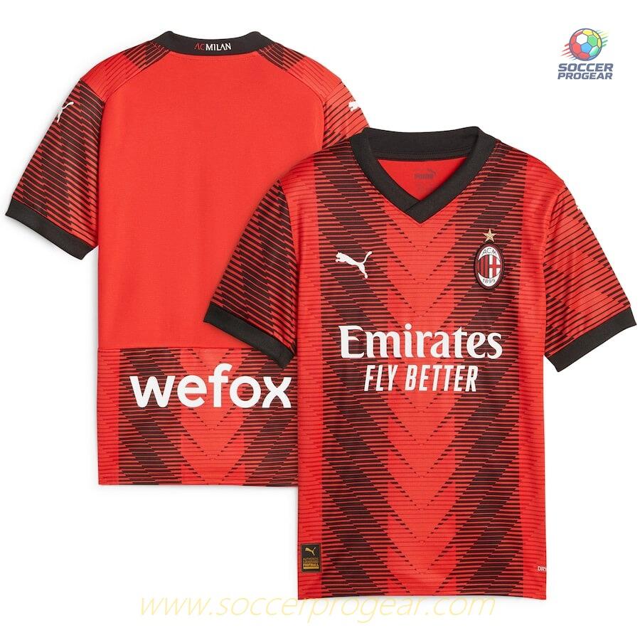 AC Milan Youthren's Home Football Team Jersey 2023 2024