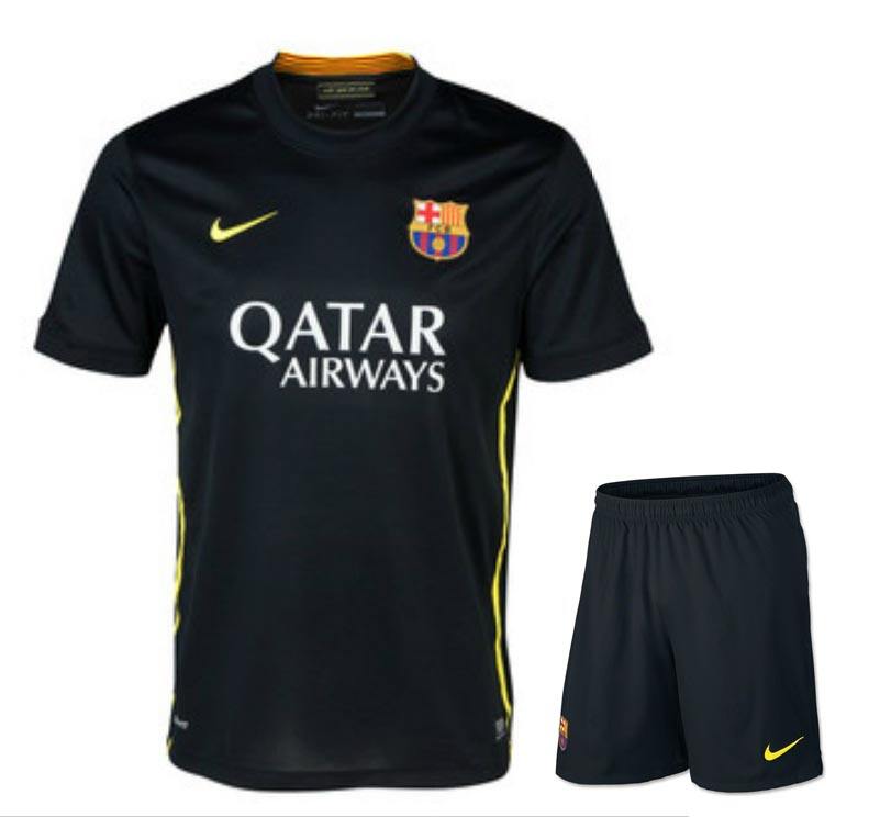 13-14 Barcelona Away Black Soccer Jersey KitShirtShort - Official