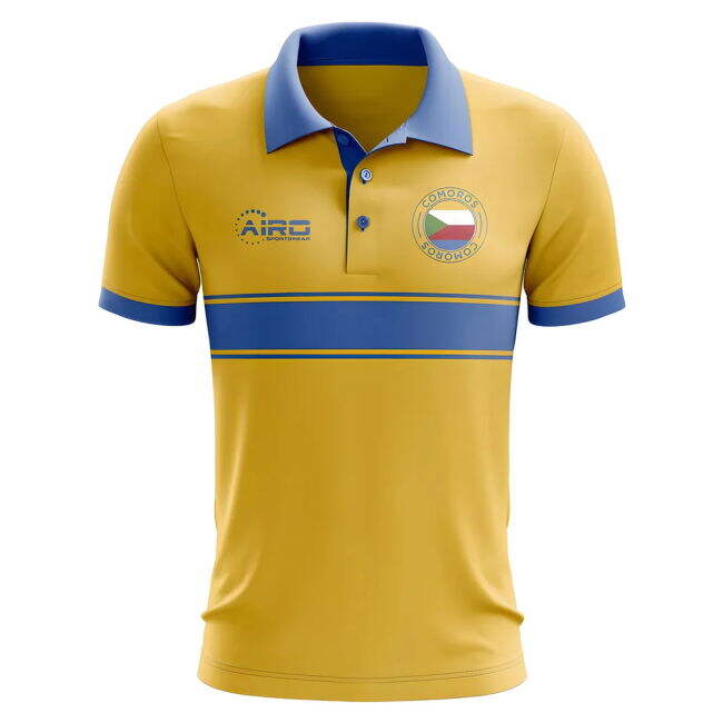 Team Comoros Concept Stripe Polo Shirt (Yellow) Professional