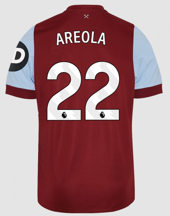 West Ham United's 23-24 Season Home Jersey Featuring AREOLA 22
