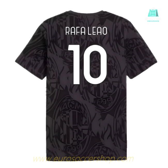 2024-2025 AC Milan ftblCulture Tee AOP (Black) (Rafa Leao 10)