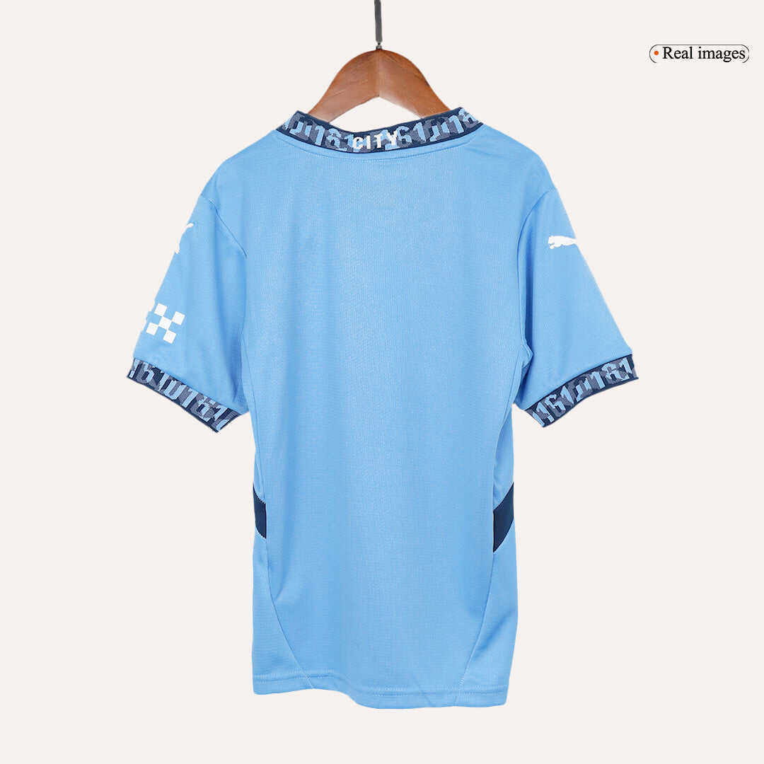 Kid's Manchester City Home Soccer Jersey Kit(Jersey+Shorts) 2024/25Aut