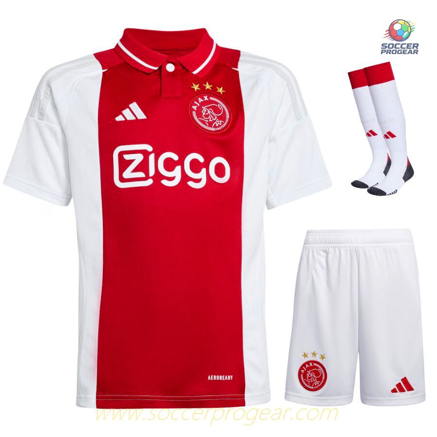 Ajax Home Youth Jersey Set Soccer Team Shirt 2024-25 Edition