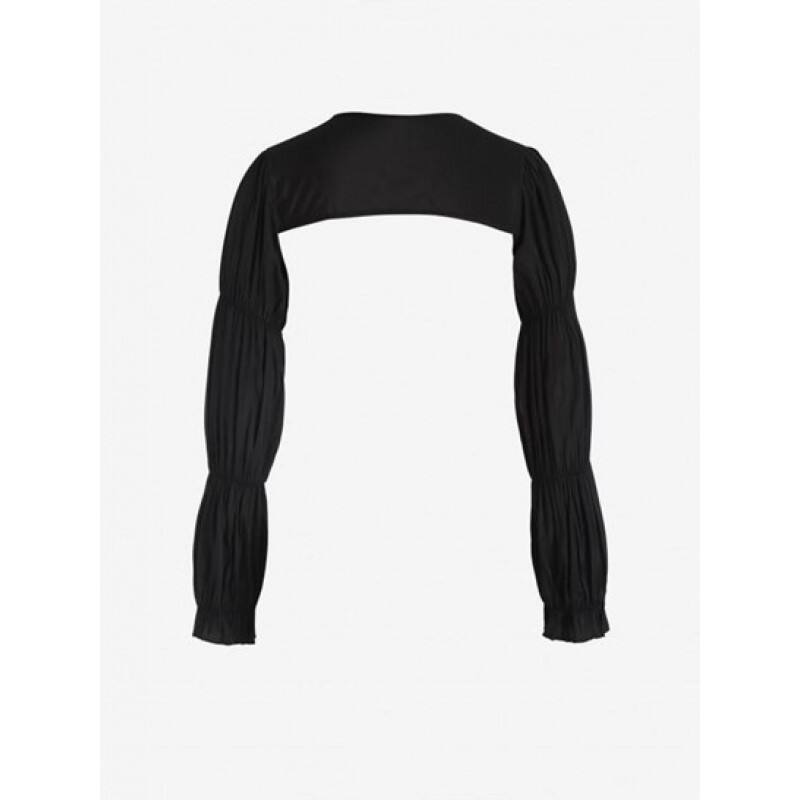 Tie Collar Poet Sleeve Shrug Top JR3194