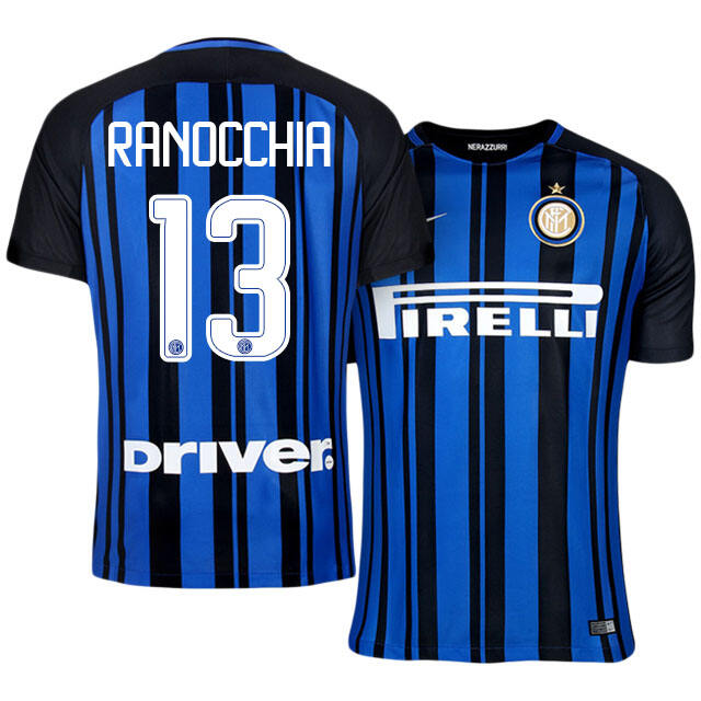 Inter Milan Home 201718 13 Andrea Ranocchia Soccer Jersey Shirt -