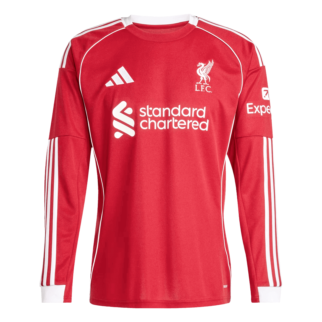 Liverpool Home Long Sleeve Soccer Jersey 2025/26