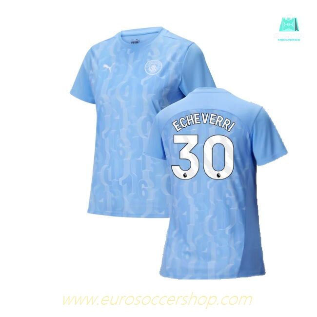 2024-2025 Man City Prematch SS Shirt (Light Blue) - Womens (Echeverri 30)